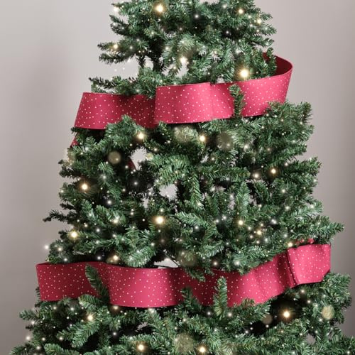 Melody Maison Red Polka Dot Detailed Fabric Tree Ribbon - 270cm (2.7m / 106.3')