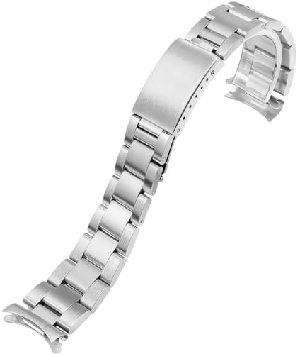 HiCycle2 Uhr Bands Ersatz für Rolex Oyster Datejust Armband Uhr Armband Männlich Antirust Solid Edelstahl gebogenen Schnittstelle Stahl Armband Edelstahl (Silber, 19mm)