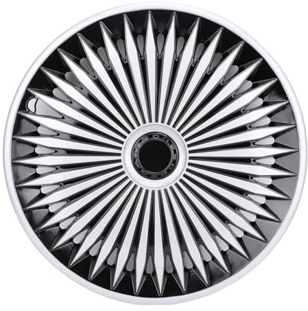 Generic Universell Passende 17-Zoll-Radkappen Zum Aufstecken, Stilvolle Optik, Felgenabdeckung – 4 Stück, Verbesserter Radschutz (Silber Schwarz)