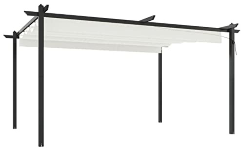 Pergola de Jardin, Tonnelle de Jardin avec Toit rétractable 4x3 m Crème