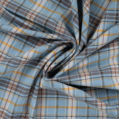 Baumwoll-Flanell angeraut - Karos - karierter Flanell-Stoff - Holzfällerhemd - in 6 Farben - Meterware - ab 50 cm (Dusty Blue)