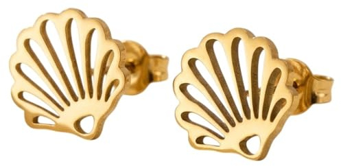 Karma NH11158468 Ohrstecker Muscheln Damen Silber od. Gold Design-Ohrringe moderner Ohrschmuck für Frauen Ohrringe maritim Edelstahl wasserfest hypoallergen