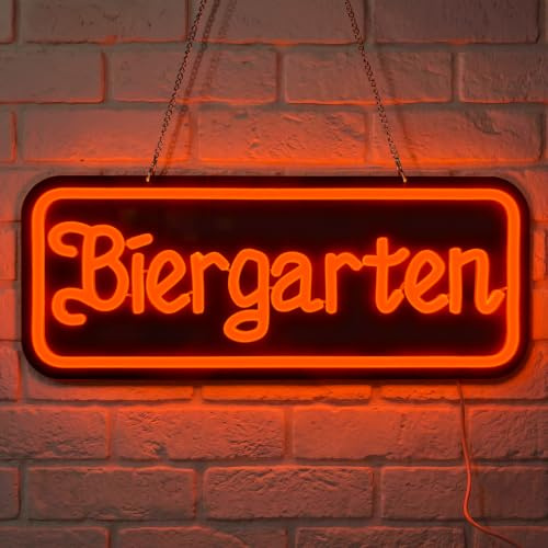 Flixyticy Retro Biergarten Neon Schild Beer Garden LED für Wanddeko | Leuchtschild für Bierstube Nachtclub Zuhause Bierkeller Terrasse Laube Deko