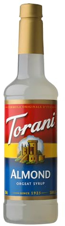Torani Coffee Syrup, Almond Flavour, 750ml | Cane Sugar Drink Flavouring for Lattes, Iced Coffee & Hot Drinks, Vegetarian Friendly
