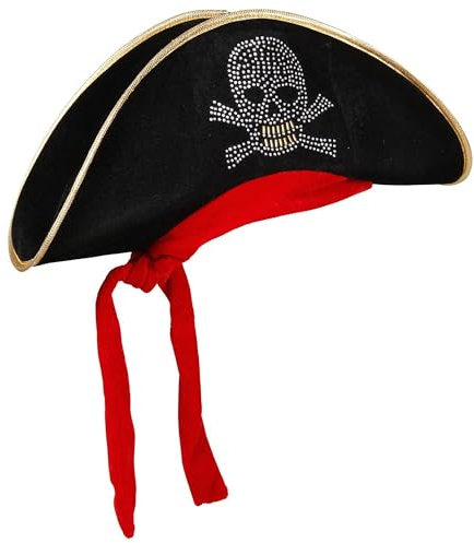 W WIDMANN MILANO Party Fashion 2594K - Piratenhut mit Nieten, Schädel und Bandana, Kopfbedeckung, Freibeuter, Karneval, Mottoparty