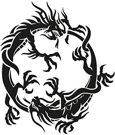 Wandtattoo Asia Drachen - Größe: M - 52cm x 60cm - 23 mögliche Farben