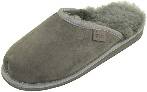 Harrys-Collection Extra Dicke Lammfell Pantoffeln für Herren, Farben:grau, Schuhgröße:43