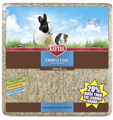 Kaytee Superpet, Clean & Cozy Streu für kleine Haustiere wie Mäuse, Rennmäuse, Nagetiere, Hamster, Kaninchen, besonders saugfähige Papierstreu, 99,9 % staubfrei, Natürlich, 72L