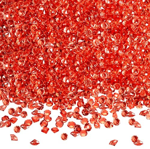 TOAOB 5000 Stück 3mm Rot Diamantkristalle Streuung Kristalle Hochzeitsdeko Diamantendeko Tischdeko Acryl Transparent Konfetti Diamanten Hochzeit