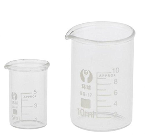 F Fityle Messbecher Werkzeug, Glas Labor Messbecher - 5ml / 10ml / 20ml / 25ml / 50ml, klar, 5ml+10ml