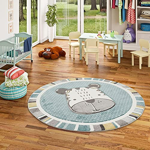 Pergamon Kinder Teppich Maui Kids Hund Mint Rund in 3 Größen