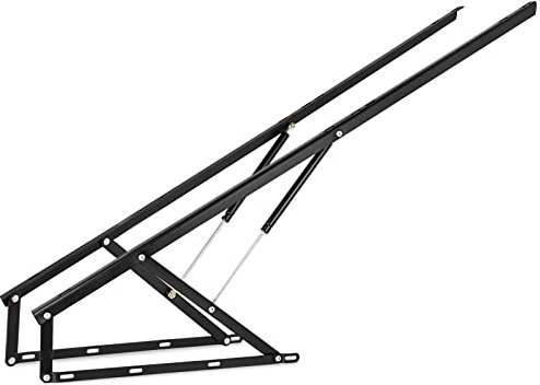 Happybuy Juego de Dos Bisagras para Canapé con Dos Resortes para Cama 1.5 x 2M de Largo Sistema de Elevación con Amortiguadores Bisagra para Canape Herrajes Cama Abatible Pistones para Canapes Negro