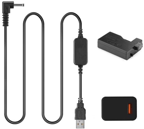 Raeisusp ACK-E5 USB Kabel + LP-E5 Dummy Batterie DR-E5 DC Koppler + QC3.0 USB Adapter für Canon EOS 450D 500D 1000D XS XSi T1i