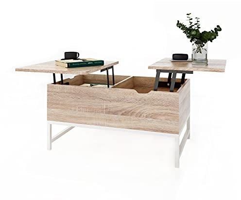EASE Couchtisch mit Höhenverstellbar Wohnzimmertisch Funktionaler Design Couchtisch mit Stauraum und Ablage für Büro, Küche, Wohnzimmer