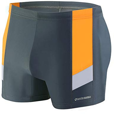 sesto senso Maillot de Bain Homme Boxer Trunks Shorts Pantalon Slips Natation de Sport BD 381 M Graphite