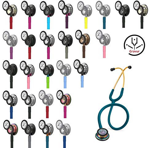 3M Littmann Classic III Stethoskop MIT GRAVUR (Smoke Grau (Violettgrauer Schlauchanschluss)) Stethoskop zur Überwachung