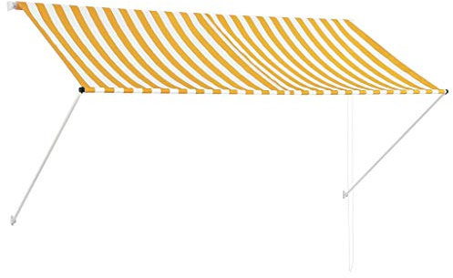 Festnight Toldo Lateral para Balcón y Terraza, Manual Retráctil 250x150 cm Amarillo y Blanco