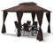 Swing & Harmonie Luxus Pavillon mit LED Beleuchtung - Hochwertiges Gartenzelt - Robustes Partyzelt - Wasserabweisender Gartenpavillon - (mit Moskitonetz, braun)