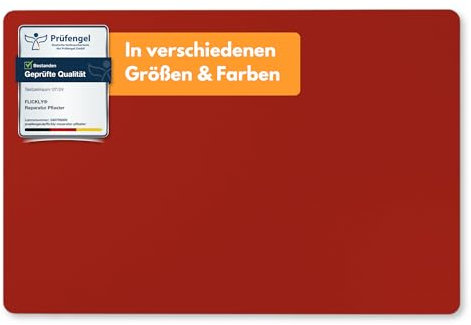 Flickly®| Selbstklebender Reparatur Flicken|robust & wasserfest | Patch für LKW Planen, Anhänger, Zelt, Markise, Pool, Camping und mehr | viele Farben | 30 x 20cm | Feuerrot (RAL3000)