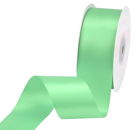 VATIN 38mm Wide Double Faced Polyester Mint Satin Ribbon Continuous Ribbon- 23 Metre, Perfect for Wedding, Gift Wrapping, Bow Making& Other Projects