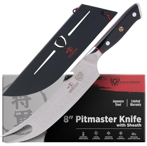 DALSTRONG - Pitmaster BBQ & Meat Knife - 8 - Shogun Series - Forked Tip & Bottle Opener - Japanese AUS-10V Super Steel - w/Sheath