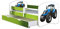 ACMA Kinderbett Jugendbett mit Einer Schublade und Matratze Grün mit Rausfallschutz Lattenrost II 140x70 160x80 180x80 (42 Traktor, 180x80 + Bettkasten)