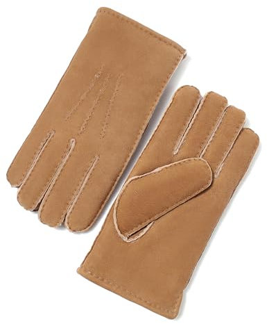 YISEVEN Damen Lammfell Leder Winterhandschuhe aus Shearling Dickes Fellgefüttert Winter Autofahrer LederHandschuhe Geschenke, Kamel S