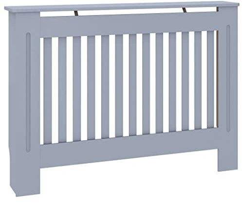 vidaXL Cubierta para Radiador, Armario de Pared para Calentador, Estante para Libros Adornos, Mueble Tapa de Calefacción de Salón, MDF Gris Antracita