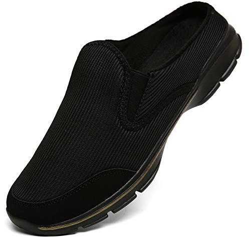 Sabots Femmes Confortable Pantoufle Coton Hommes Antidérapant Chaussons intérieur extérieur, Noir Peluche, 44 EU