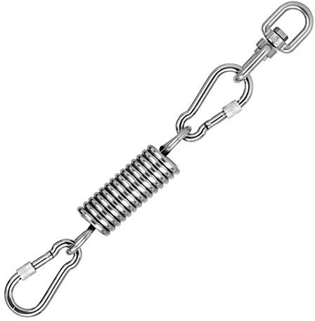 Hängemattenfeder mit 2 Karabinern und drehbaren Haken, ultrastarkes Hängemattenstuhl-Hängeset mit 272 kg Kapazität, Hängemattenhaken, robuste Edelstahl-Federung, für Schaukeln/Hängematten/Hängestühle