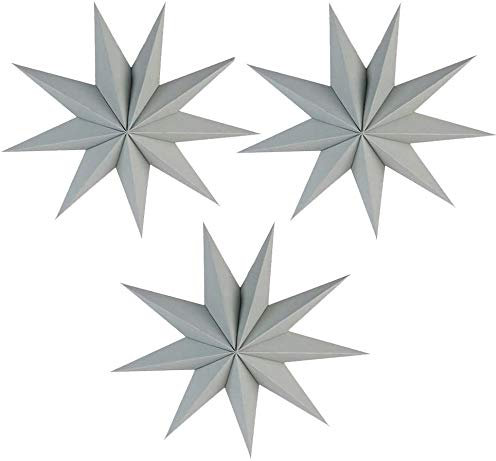 3 Stück 9 Sternpapier Sternlaternen 12 Zoll 6D-Papier hängen Weihnachtsdekorationen Hochzeit Geburtstag Baby-Dusche Zimmer Weihnachtsschmuck Partyzubehör(Grau)