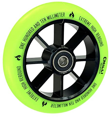 Chilli Pro Stunt-Scooter Spoked Base Rolle 110mm (Schwarz/PU Grün)