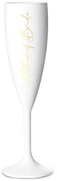 Print Maniacs Champagne Premium White Flute Glass Bride Groom Mr Mrs Wedding Maid Honour Wine Cocktail Prosecco Celebrations Gift (Gold, Mother of Bride)