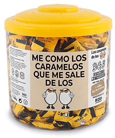 Regalo original. Tarro con 365 caramelos motivadores. Me como los caramelos que me sale de los huevos. Un caramelo motivador para cada dia del año