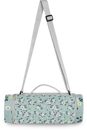 Blumen Blumen Rosa Kunst Picknickdecke wasserdicht Kreative Runde Picknick-Matte Kampierende Strand Yoga Decken Matten im Freien Faltbar Leicht Matte Decke mit Tragegriff(148cm x 148cm)