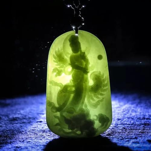TAMHOPE Grüner Heitian Jade Handcarved Emerald Guanyin Lotus Jade Anhänger Für Männer Frauen Halsketten Jadeite Jade Halskette (Zertifikat hinzufügen)