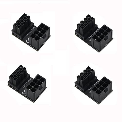 ZkeeShop 4Pcs 8Pin Female to 8Pin Male 180 Degree Angle Connector Power Adapter Board for Desktop Graphics Card GPU