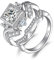 JewelryPalace Vintage Claddagh Keltischer Zirkonia 3 Stein Herz Promise Ring Damen, Umarmung Hände Krone Verlobungsring Silber 925 Frauen,Hochzeitsring Simulierter Diamant Trauring Ehering Band Set 54
