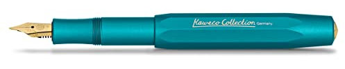 Kaweco COLLECTION Füllfederhalter Iguana Blue I Premium Füllhalter mit vergoldeter Stahlfeder und Iridiumspitze für Tintenpatronen I Sport Füller 13 cm I Federbreite: F (Fein)