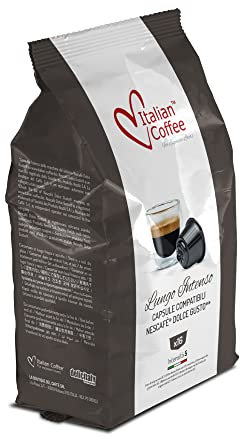 Italian Coffee Capsules Compatible with Nescafe Dolce Gusto Machines, Espresso pods (64, lungo intenso)