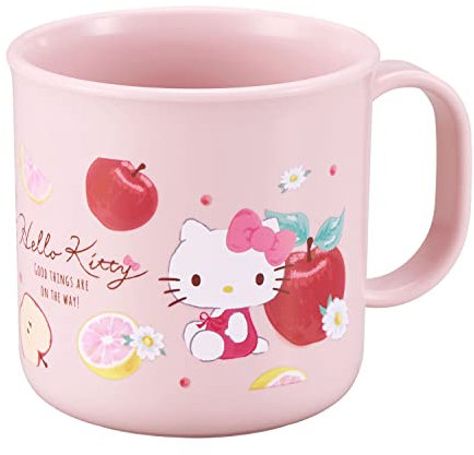 OSK Rosa Hello Kitty Mädchentasse mit Apfel und Früchten, 200 ml, Polypropylen (PP), Rund, Zuhause, Classic, Wiederverwendbar, 1 Stück
