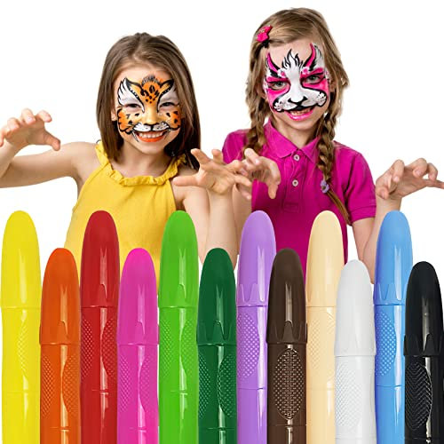 APOMOONS 12 Farben Schminkstifte Kit,Waschbar Kinderschminke Gesichtsfarben Set,kinderschminke set,Sicher und Ungiftig, Einfach zu verwenden, Körperfarbe für Kinder,für Partys, Kindertag, Halloween