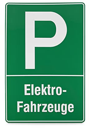 Betriebsausstattung24 Parkplatzschild Elektrofahrzeuge - Aluminium, 40,0 x 60,0 cm - Befestigungsart: Zum Verschrauben - Farbe: Grün - E-Auto Parkplatz Hinweisschild - Elektroauto Parkschild