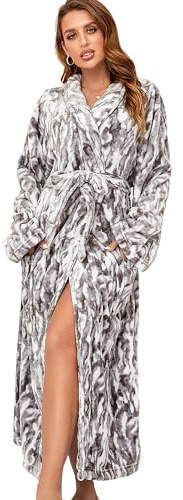 RONGTAI Peignoir long en polaire pour femme