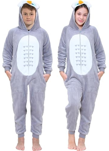 A2Z 4 Kids Girls Boys Owl Costume Jumpsuits Soft Plush Fleece Playsuit Kids Animal Hooded Sleepsuit Kids One Piece Cosplay Suit All in One Owl Xmas Pyjamas Age 3-14 Years