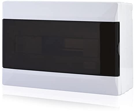 Lion Electric Scatola di distribuzione a parete, 12 moduli, 1 fila, piccolo distributore bianco, IP40, cassetta di alimentazione per ambienti umidi, cantine, garage e tutti gli ambienti interni