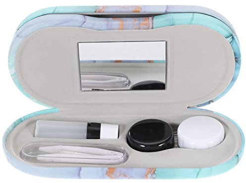 Artibetter Estuche Para Lentillas Y Estuche Para Gafas 2 En 1 Estuche Para Lentillas De Doble Con Espejo Incorporado Pinza Y Botella De Solución De Contacto Para Kit De Viaje