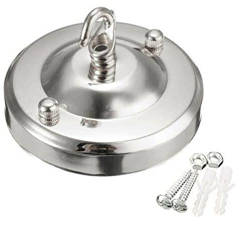 HpLive Vintage Ceiling Rose Hook Plate, Ceiling Cover Plate Hook Pendant Accessories for Lighting Chandelier Chrome Plated Parts(Chrome)