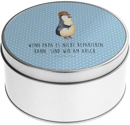 Mr. & Mrs. Panda Blechdose rund Wenn Papa es nicht reparieren kann, sind wir am Arsch - Geschenk, Pinguin, Keksdose, Muttertag, Oma, Vatertag, Vater,