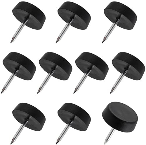 AERZETIX - C65823 - Lot de 10 Patins glisseurs pour Pieds de Chaise à clouer Ronds Ø15 mm en Plastique - Couleur Noir - Meuble Table Armoire Commode Placard lit Accessoire Protection Sol canapé
